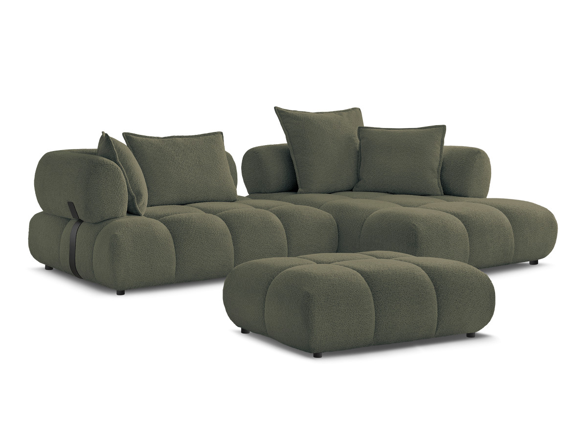 Bobochic Alya Ecksofa mit Pouf Bouclé-Stoff Grün Ecke rechts