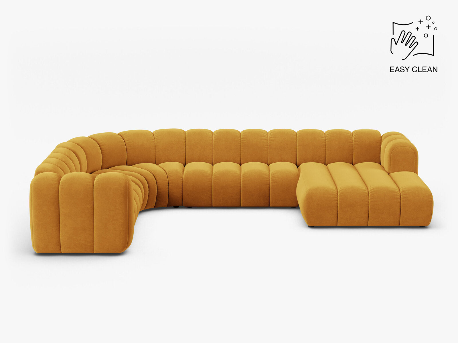 Micadoni Modulares Panorama Ecksofa Lupine 6-Sitzer Samt Venus Gelb Links