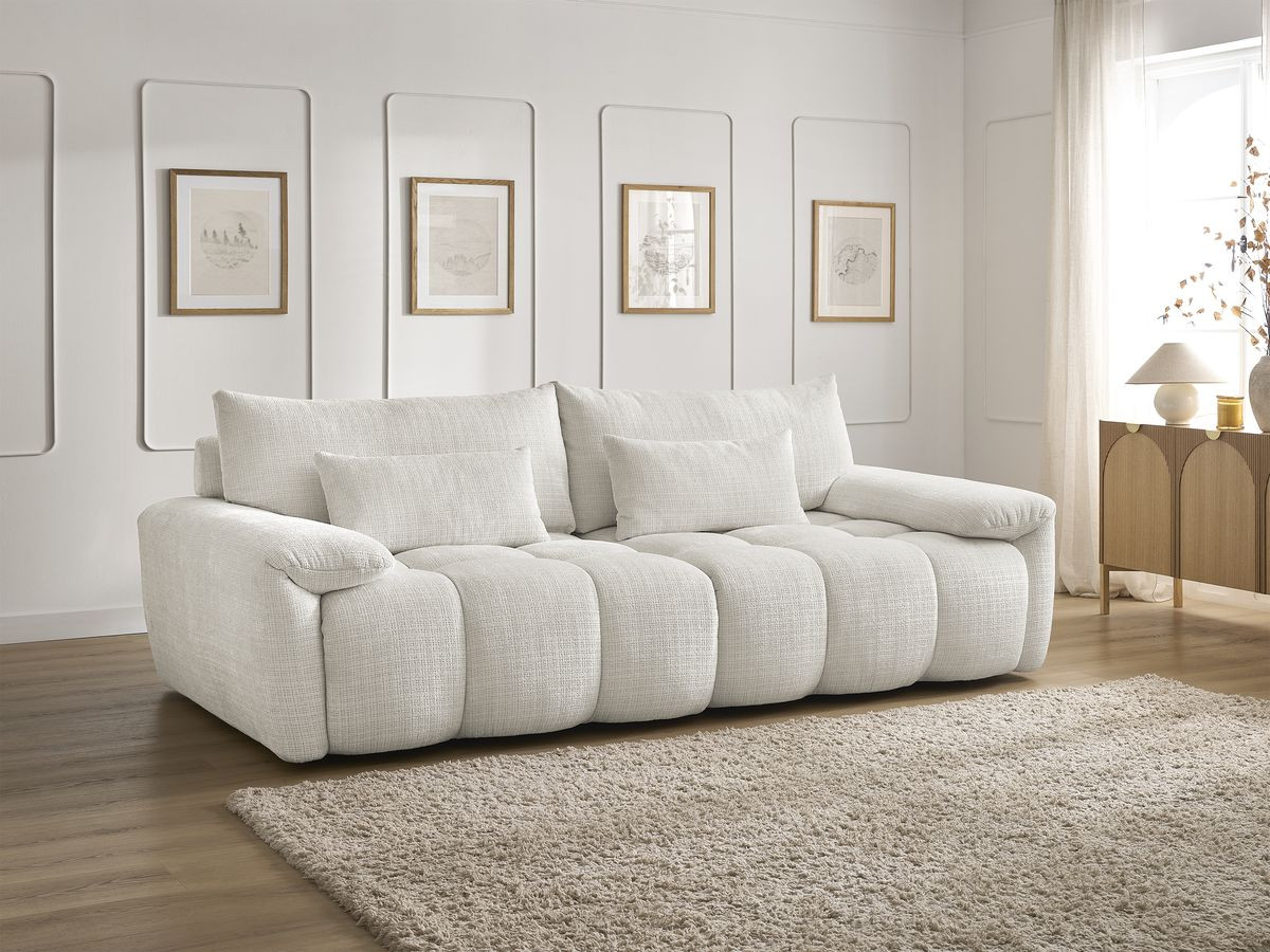 Bobochic Ivane Sofa 3-Sitzer Strukturstoff Weiß