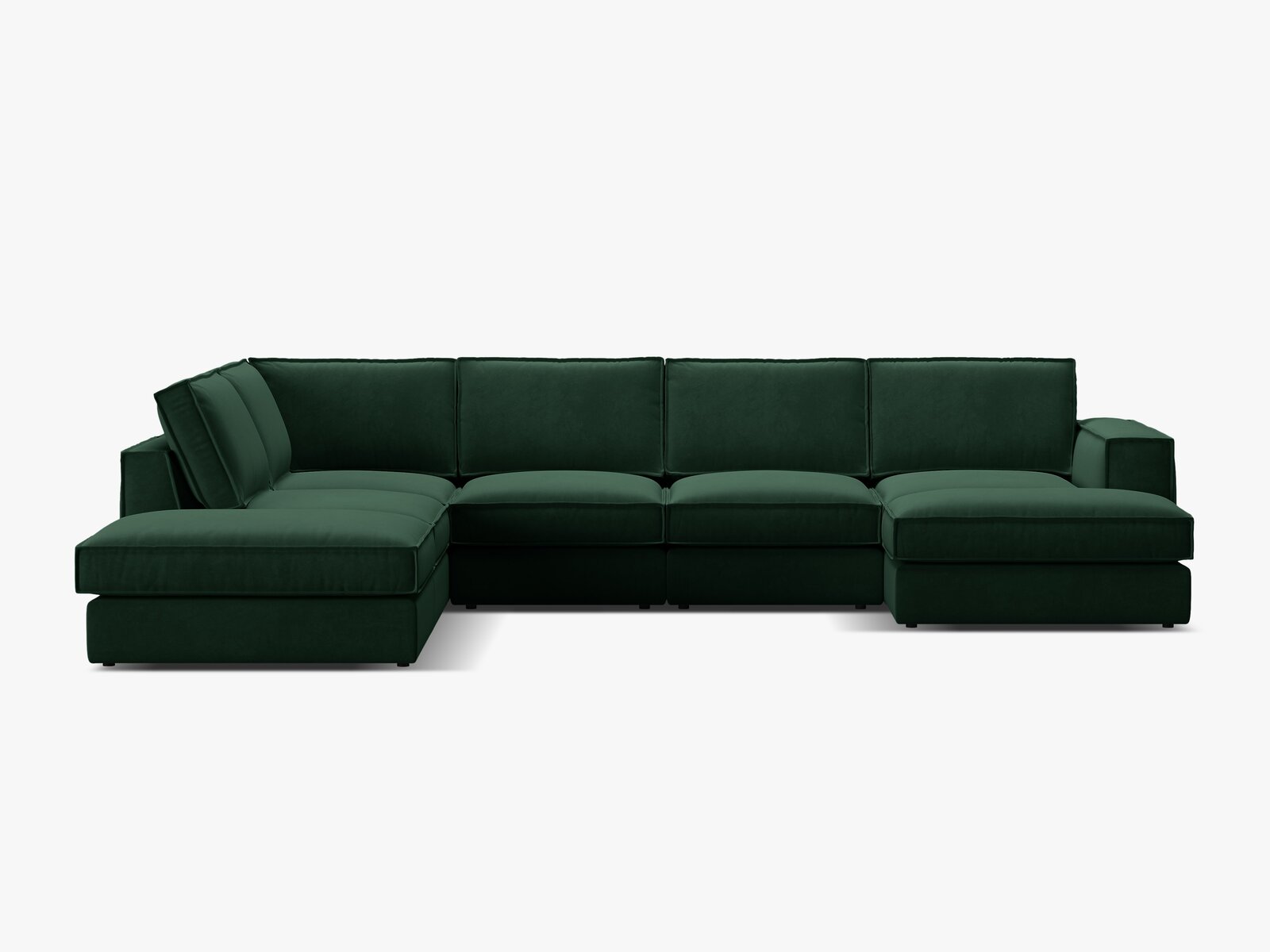 Micadoni modulares Panorama Ecksofa Pola 5-Sitzer Links Samt Salvador Flaschengrün