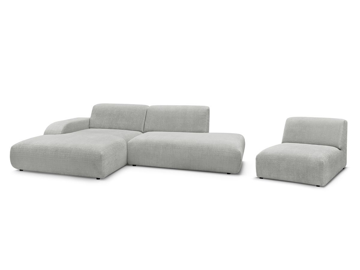 Bobochic Sirius Ecksofa 405 × 170 cm Strukturstoff Hellgrau Ecke links