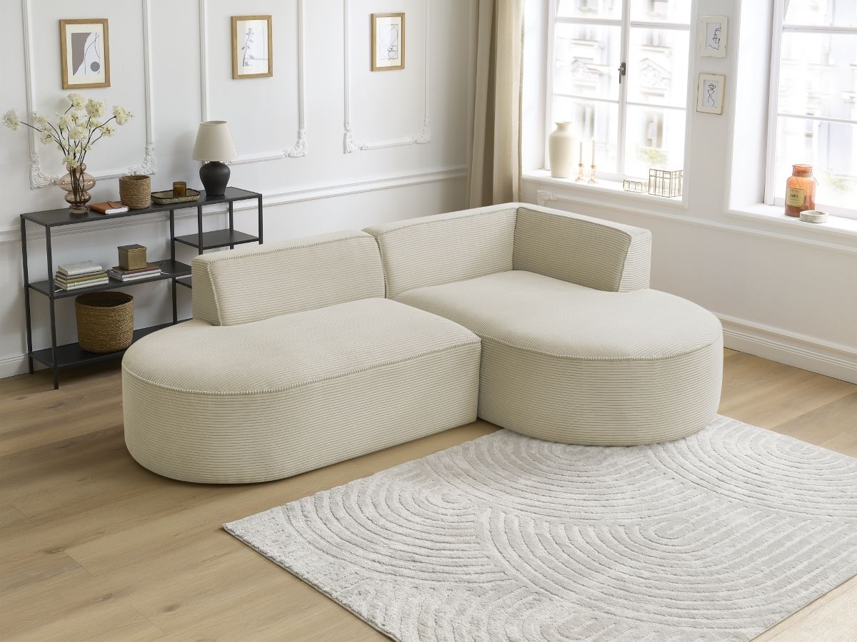 Bobochic Rousseau Ecksofa Cordsamt Beige Ecke rechts