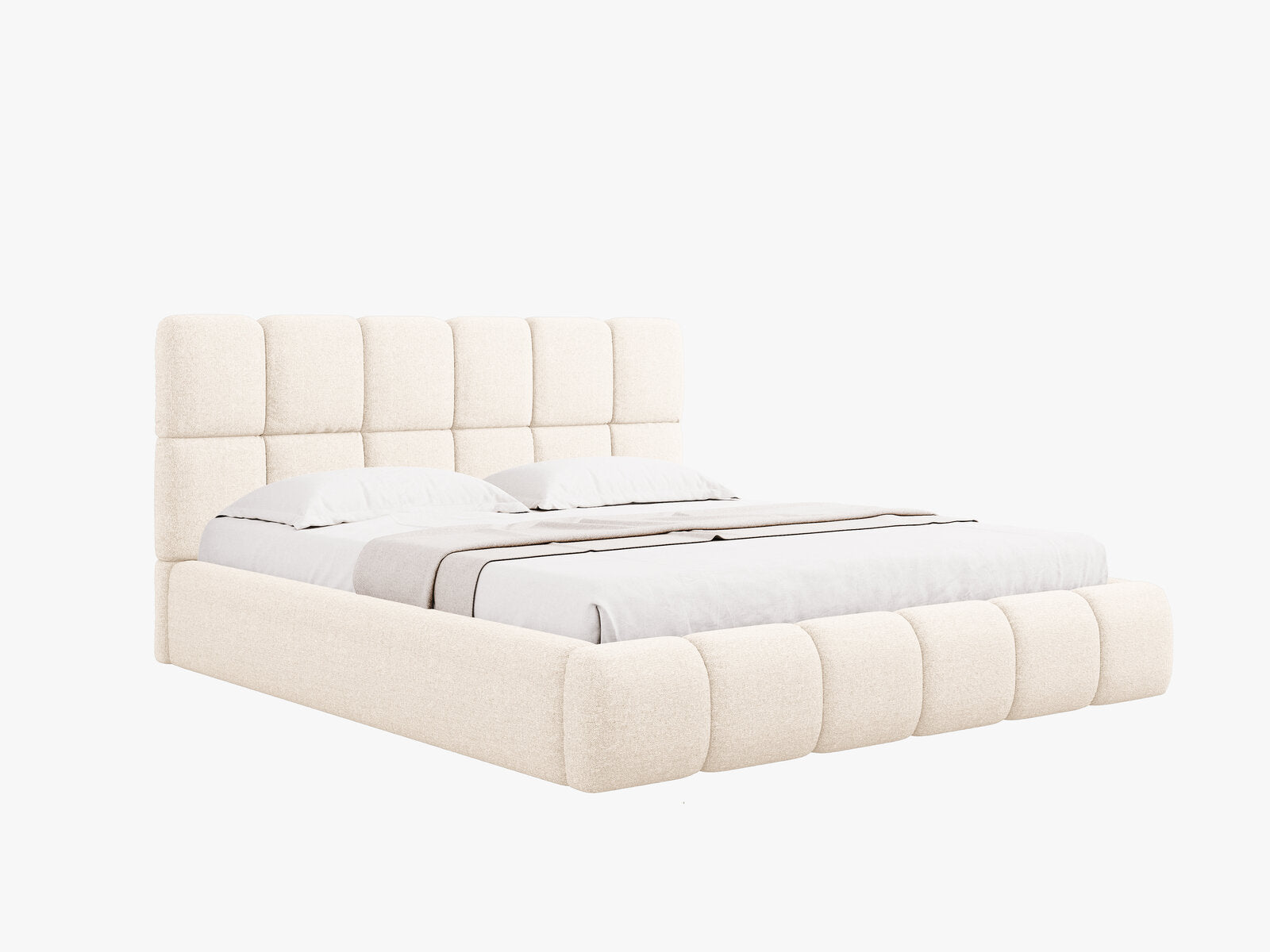 Micadoni Stauraumbett mit Kopfteil Bellis Chenille Haga Hellbeige