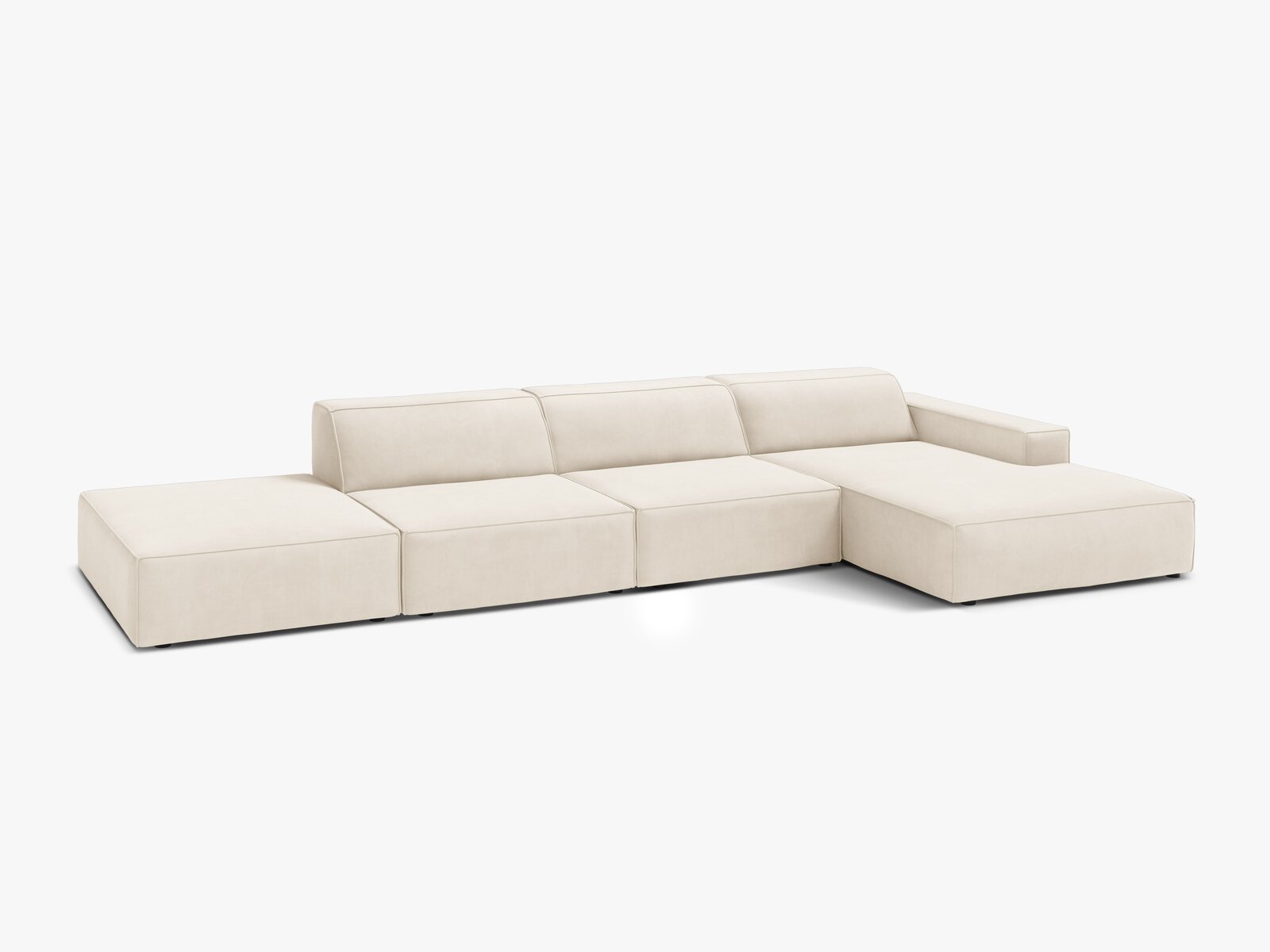 Micadoni Ecksofa Jodie 5-Sitzer Rechts Samt Bluvel Helles Beige