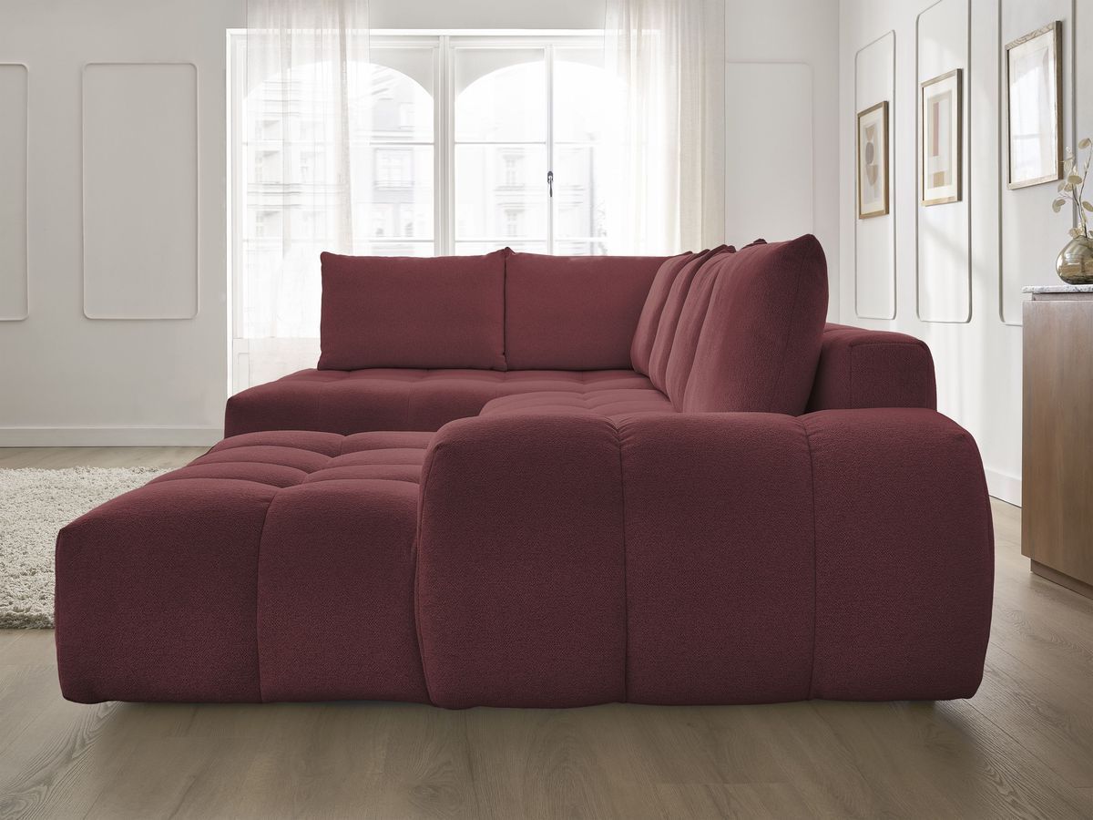 Bobochic Everest Wohnlandschaft, 6 Kissen Melange-Stoff Rot Ecke rechts