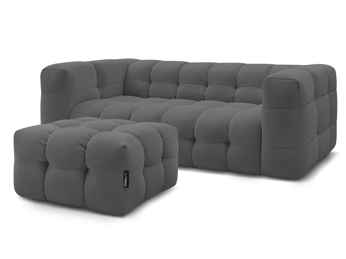 Bobochic Cloud Sofa 4-Sitzer mit Pouf Stoff Dunkelgrau