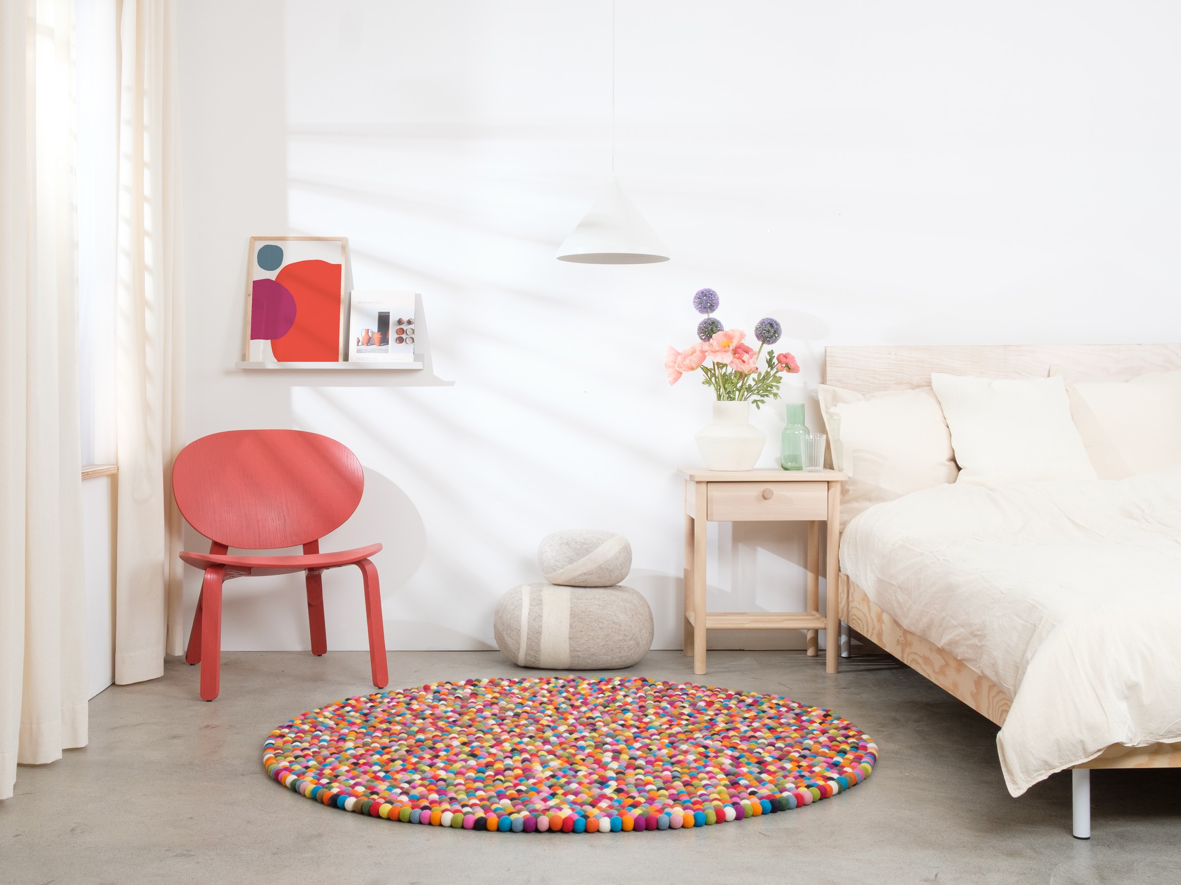 myfelt Lotte Filzkugelteppich Bunt rund Ø 50 cm