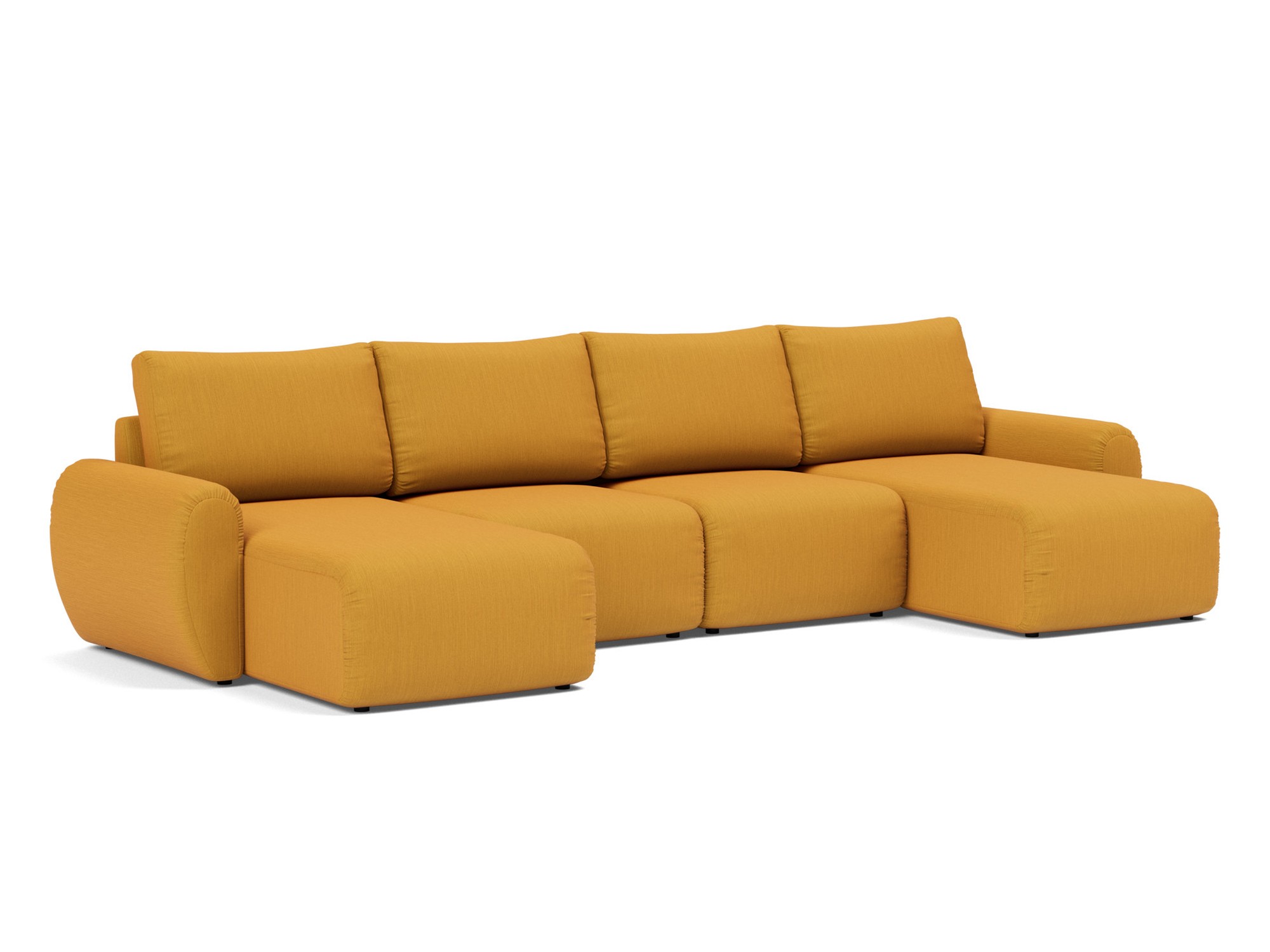 Schlafsofa Norum U-Form mit Curve-Armlehnen Flachgewebe Elegance 507-Burned-Curry