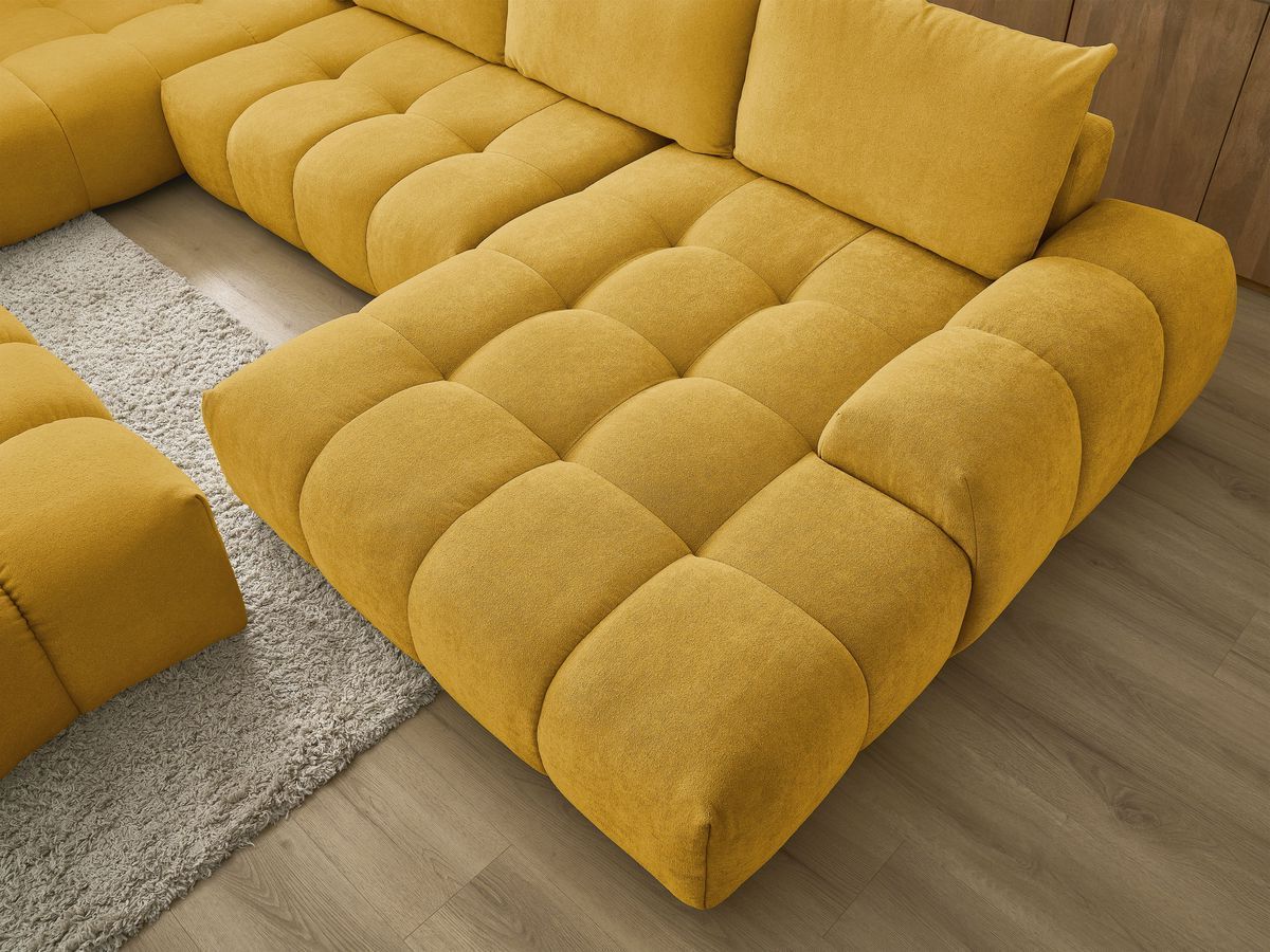 Bobochic Everest Wohnlandschaft mit Pouf, 6 Kissen Strukturstoff Gelb Ecke rechts