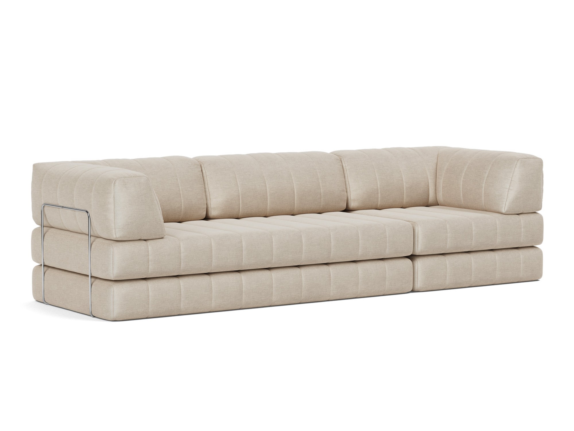Schlafsofa CozyPad Grand mit Armlehnen Flachgewebe Phobos 586-Latte