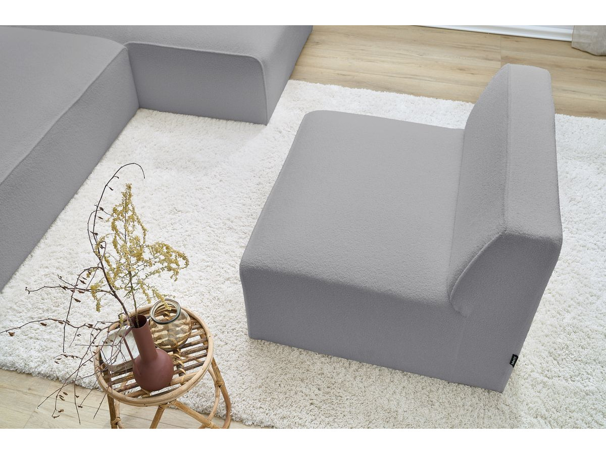 Bobochic Megeve Sofamodul 1-Sitzer Bouclé-Stoff Hellgrau