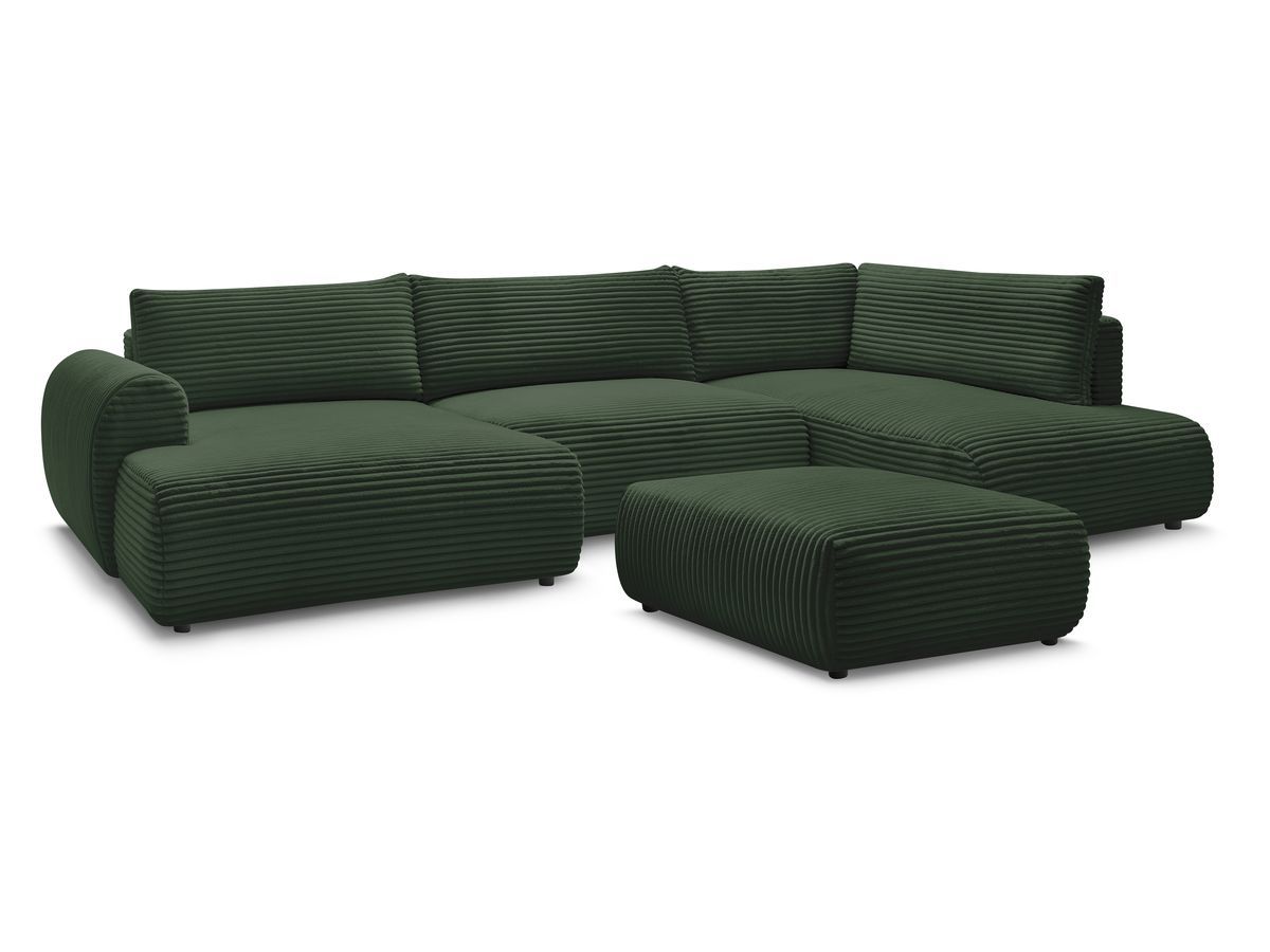 Bobochic Lucien Wohnlandschaft mit Pouf Breitcord weich Grün Ecke links
