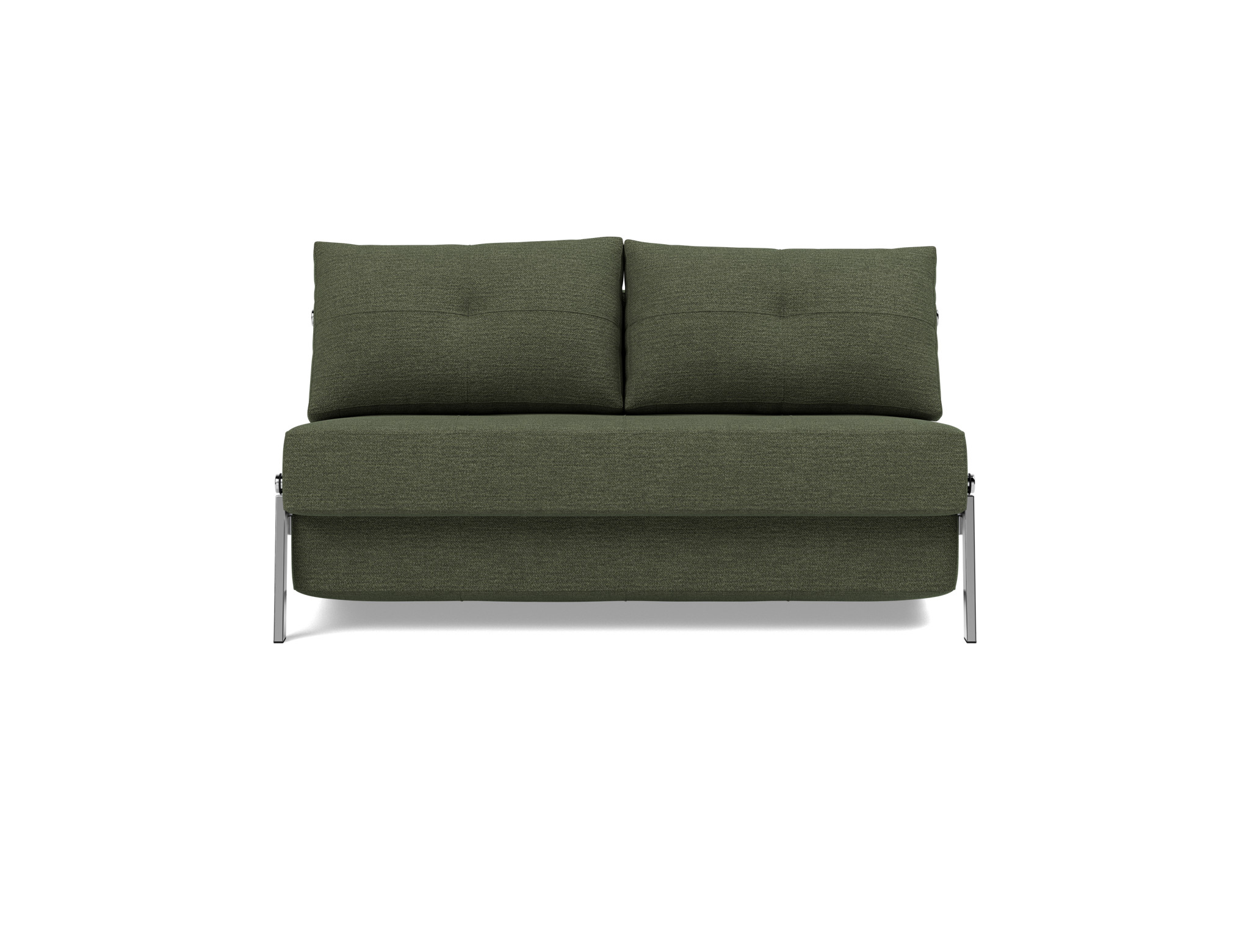 Schlafsofa Cubed 140 Strukturierter Stoff Taura 353-Forest Beine Chrom