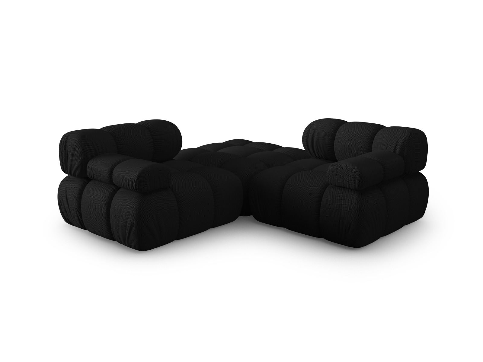Micadoni Modulares Sofa Bellis 3-Sitzer mit flachem Modul 3D-Stoff Sonic Schwarz