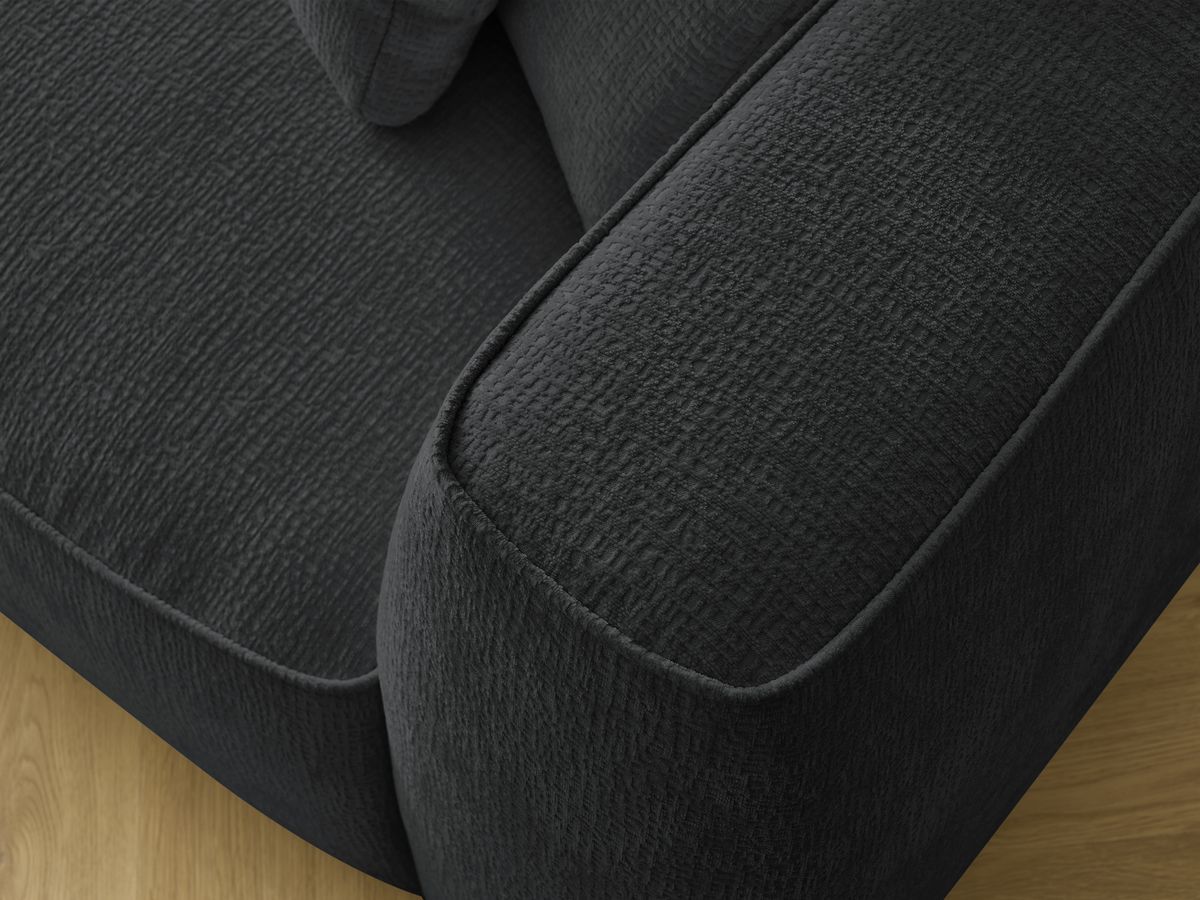 Bobochic Leopold Sofa 3-Sitzer Strukturstoff Schwarz Armlehne rechts