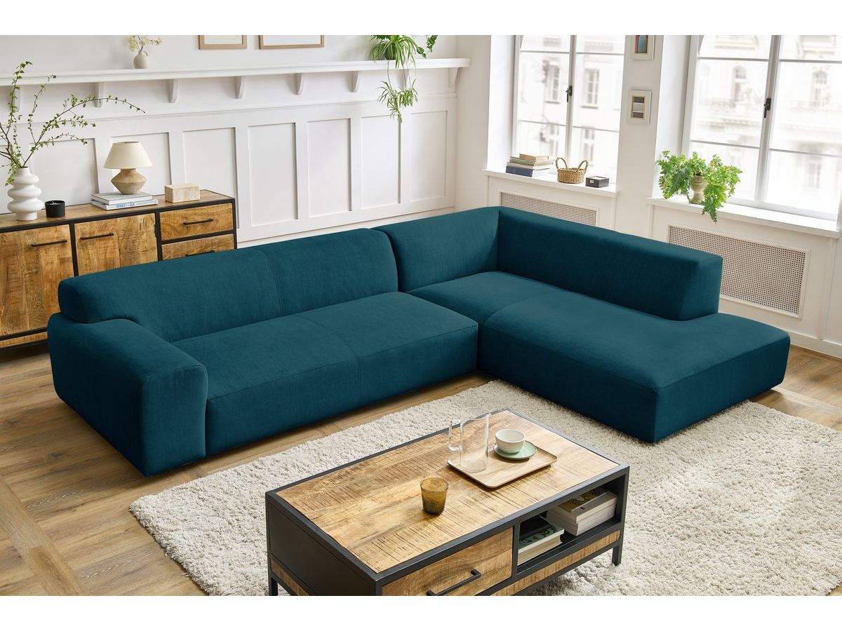 Bobochic Lavena Ecksofa 312 × 220 cm Samt Dunkelblau Ecke rechts