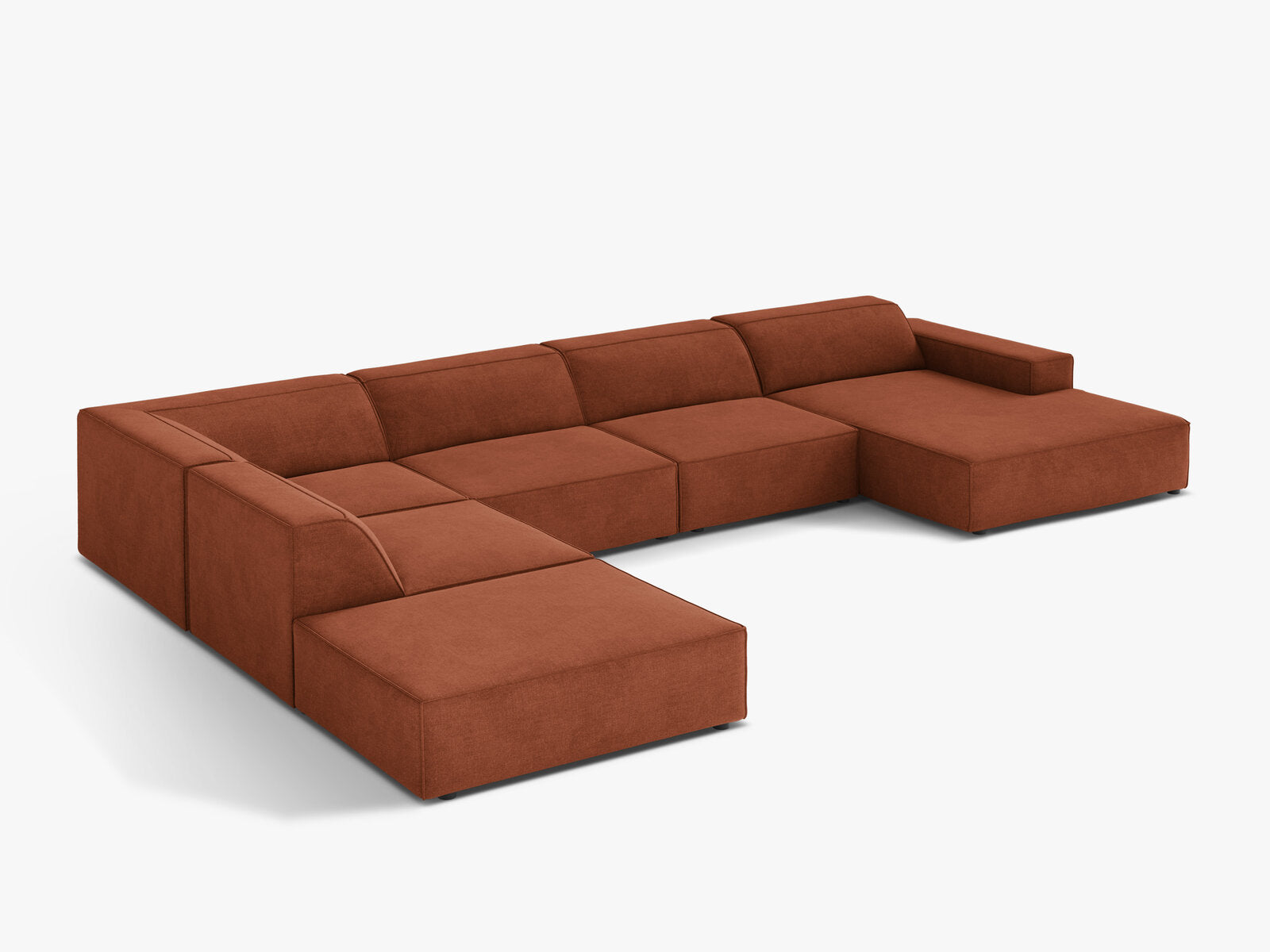 Micadoni Panorama-Ecksofa Jodie 7-Sitzer Strukturierter Stoff Liberty Ziegel Links