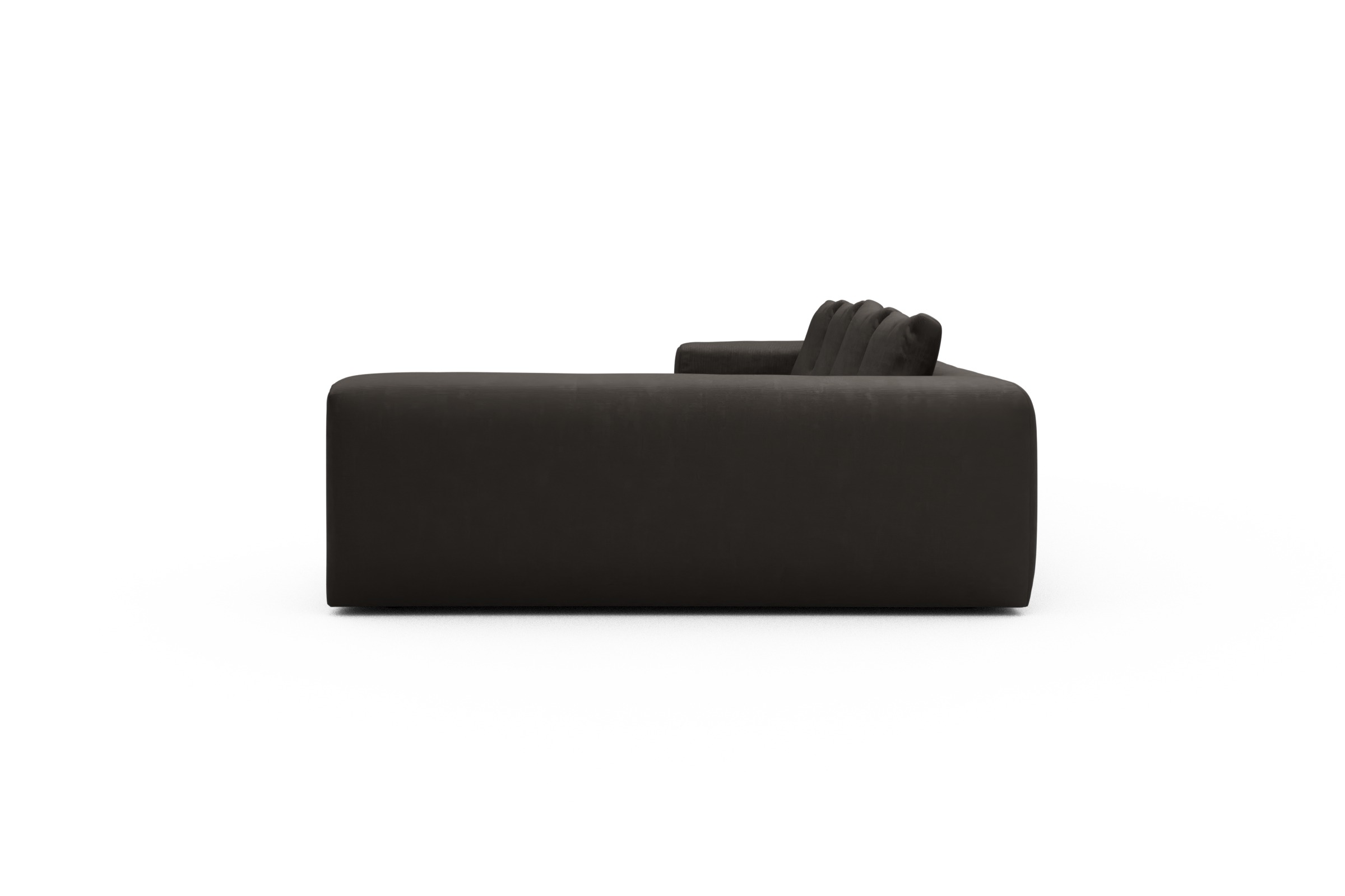Wohnlandschaft Fred Chaiselongue links mit 2-Sitzer und lange Armlehne rechts Cordufine-Taupe