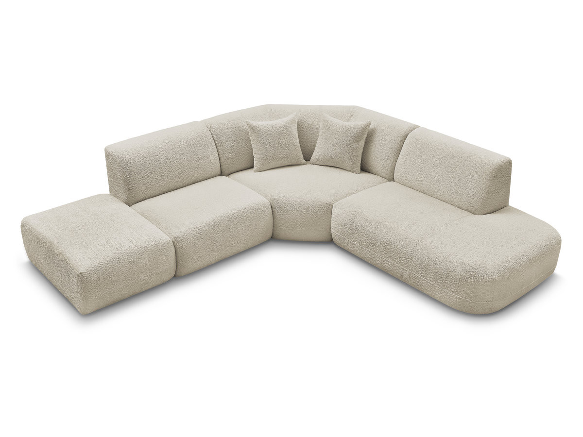 Bobochic Anda Ecksofa 279 × 264 cm Chenille Beige Ecke rechts