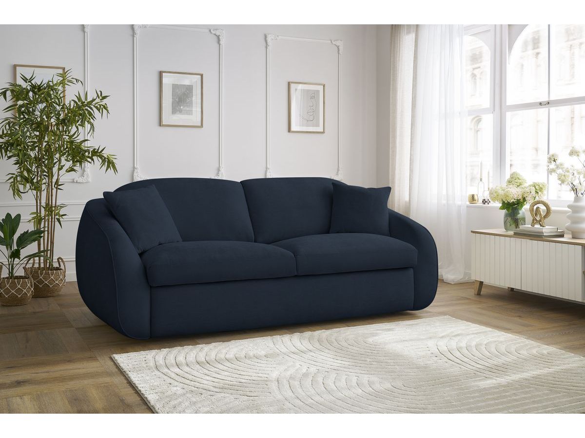 Bobochic Cezanne Schlafsofa 3-Sitzer Stoff Dunkelblau, Liegefläche 160 × 194 cm