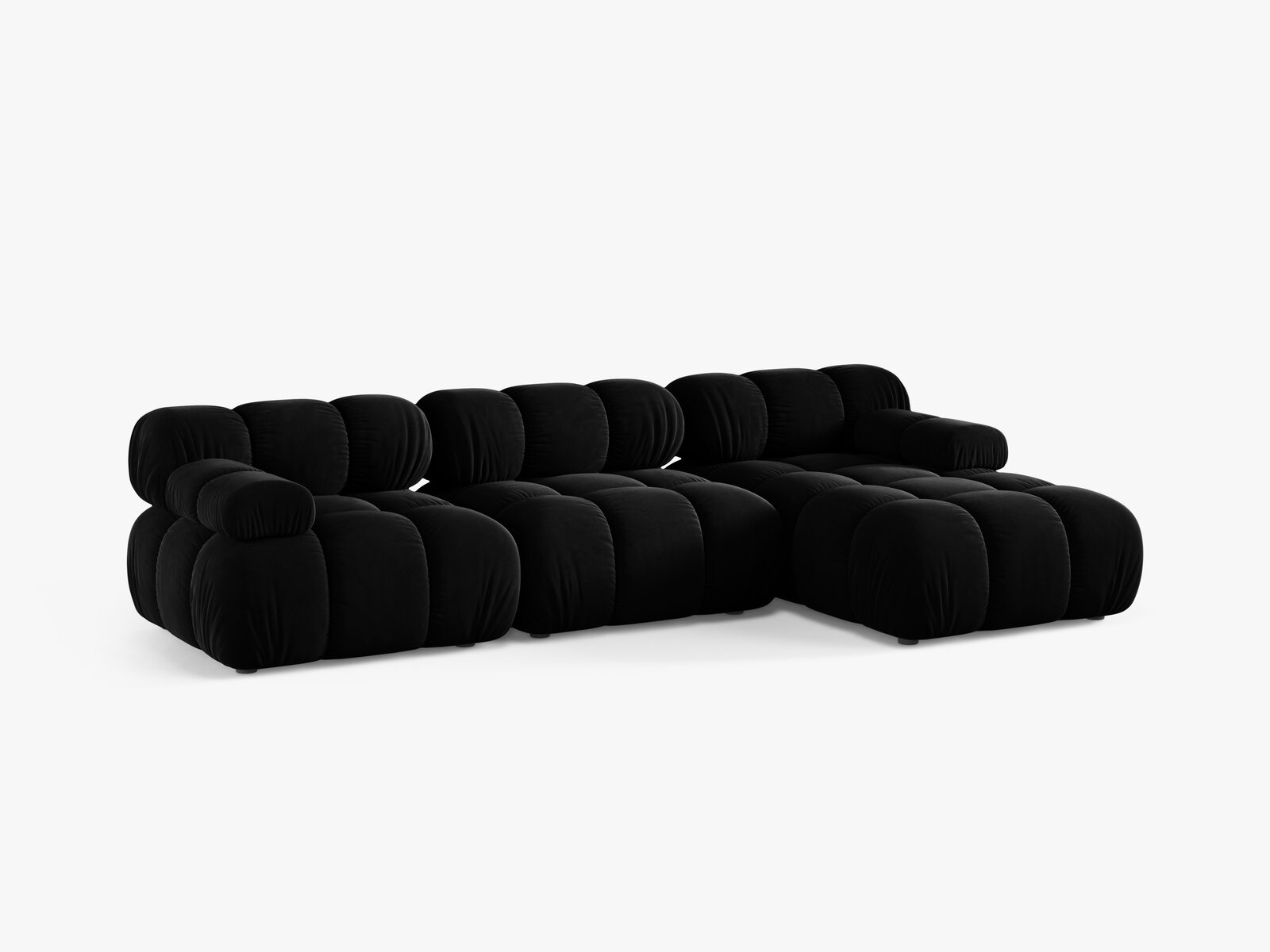 Micadoni Modulares Ecksofa Bellis 4-Sitzer Rechts Samt Venus Schwarz