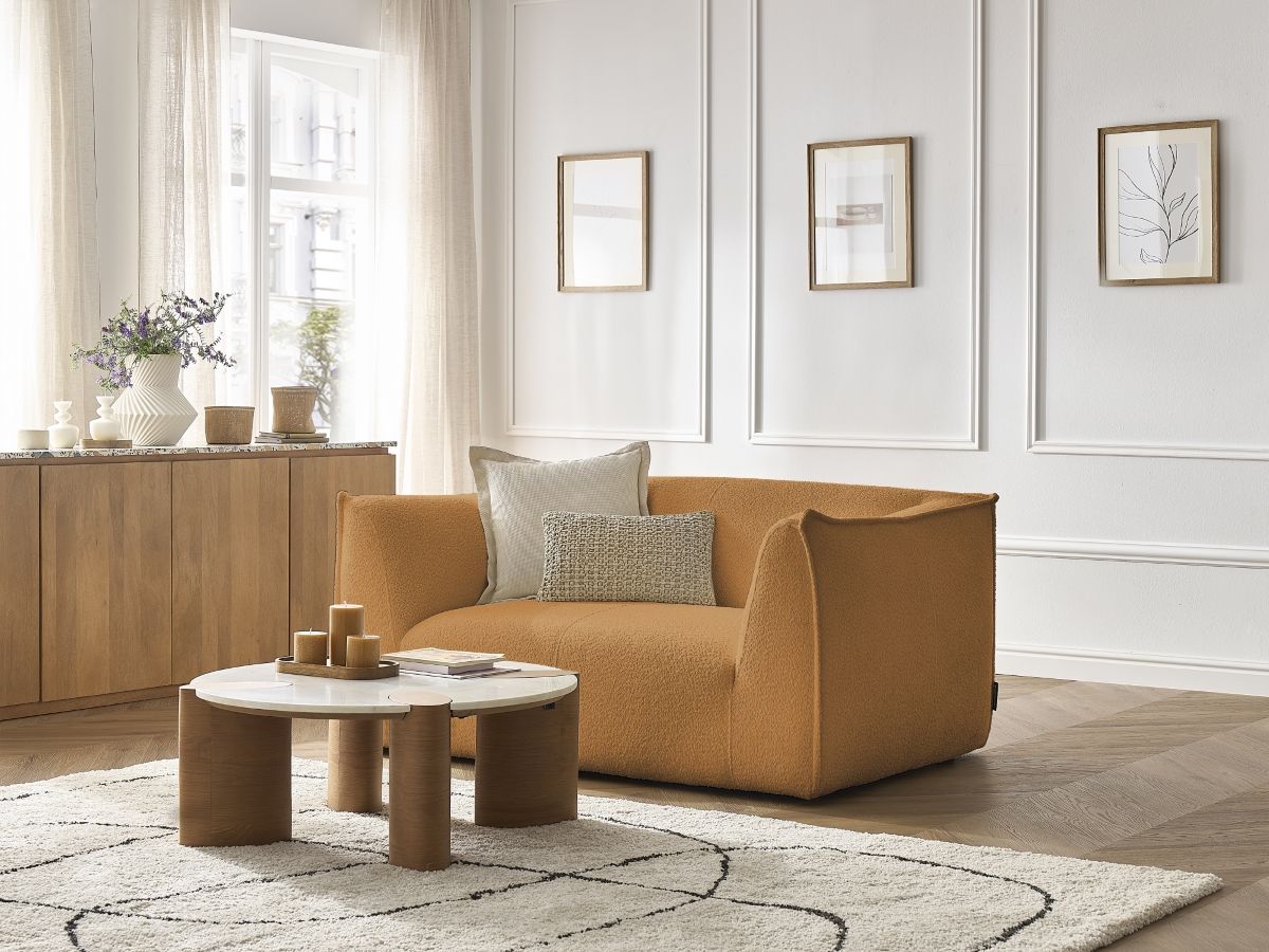 Bobochic Giorgia Sofa 2-Sitzer Bouclé-Stoff Gelb