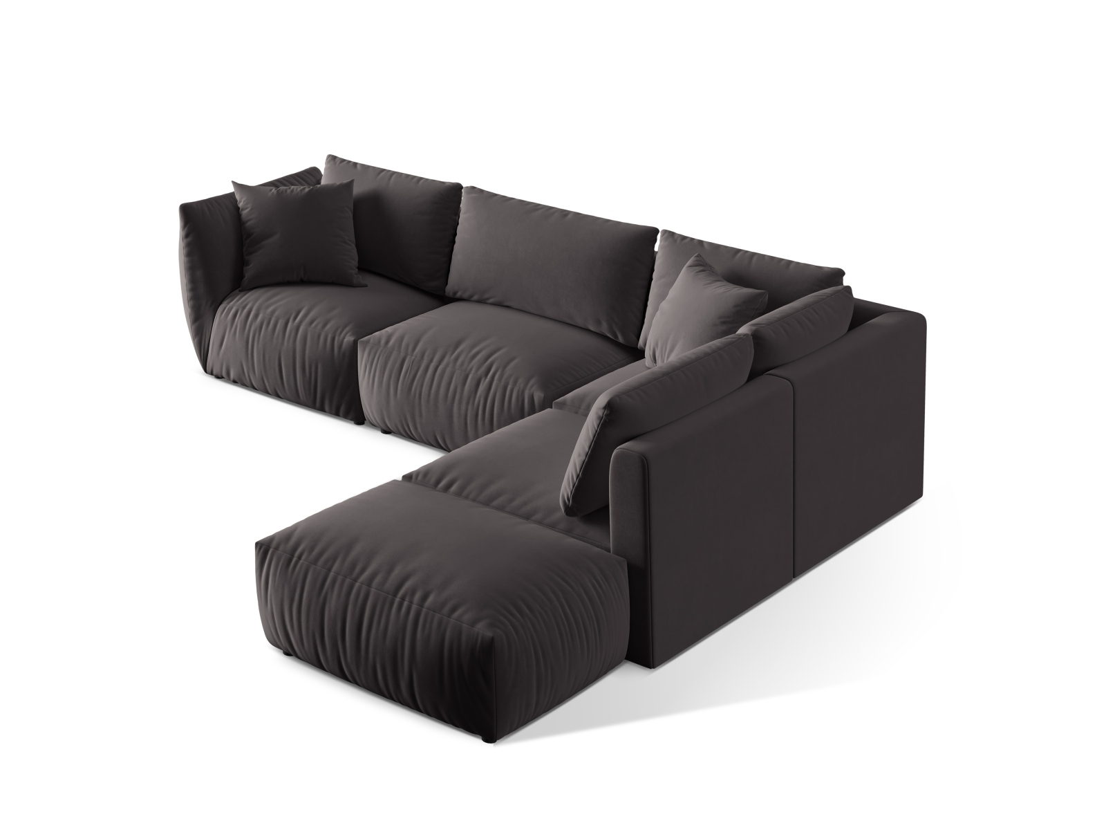 Micadoni Modulares Ecksofa Chris 4-Sitzer Rechts Samt Dunkelgrau