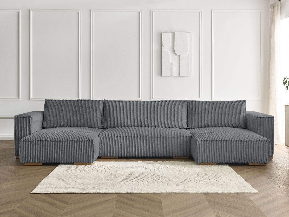 Bobochic Chelsea Wohnlandschaft Breitcord weich Dunkelgrau