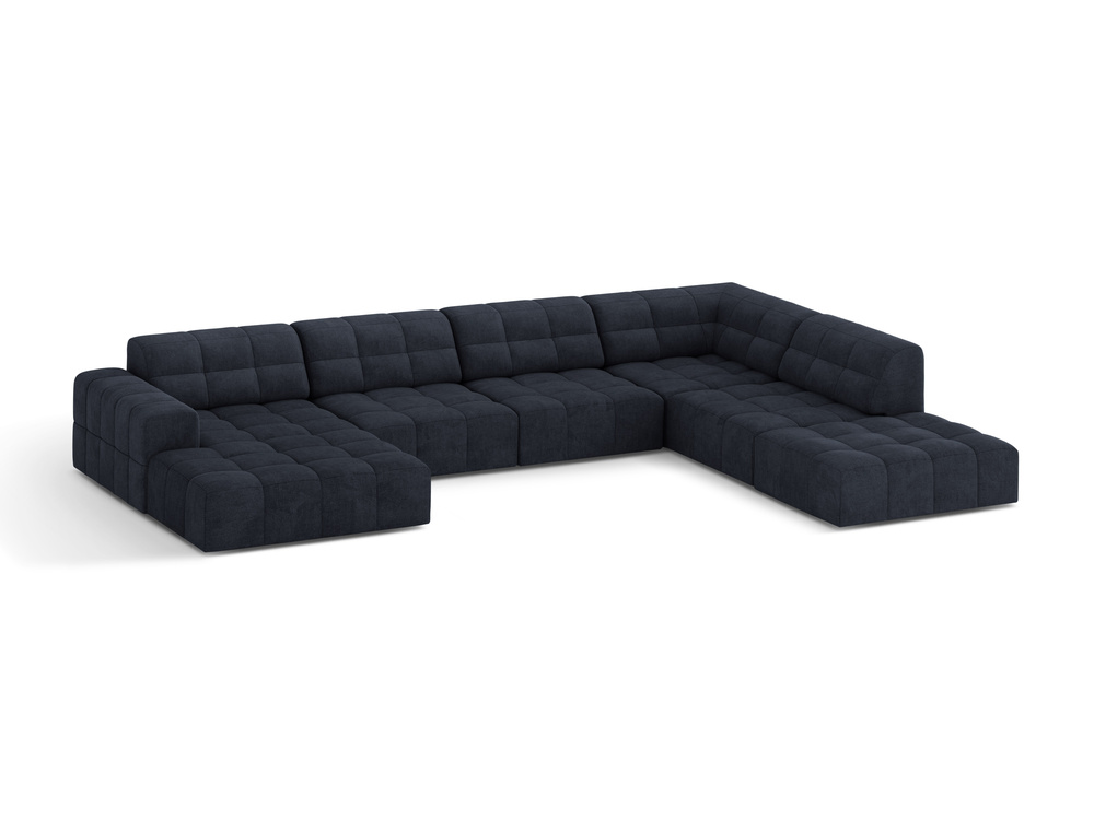Cosmopolitan Design Panoramasofa Chicago 7-Sitzer Chenille Eden Marineblau Rechts