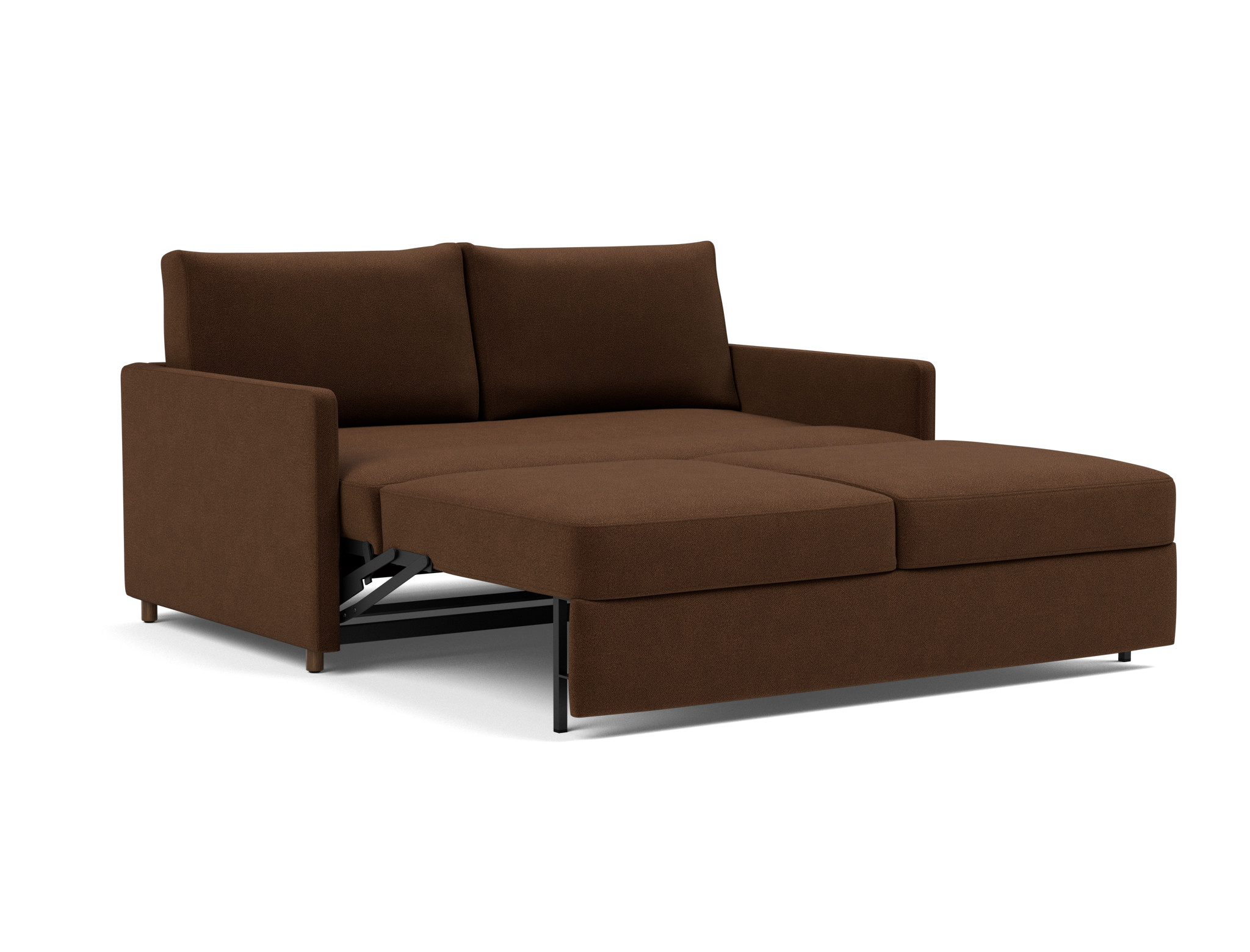 Schlafsofa Neah mit Slim-Armlehnen 160 Strukturierter Stoff Taura 359-Cappuccino