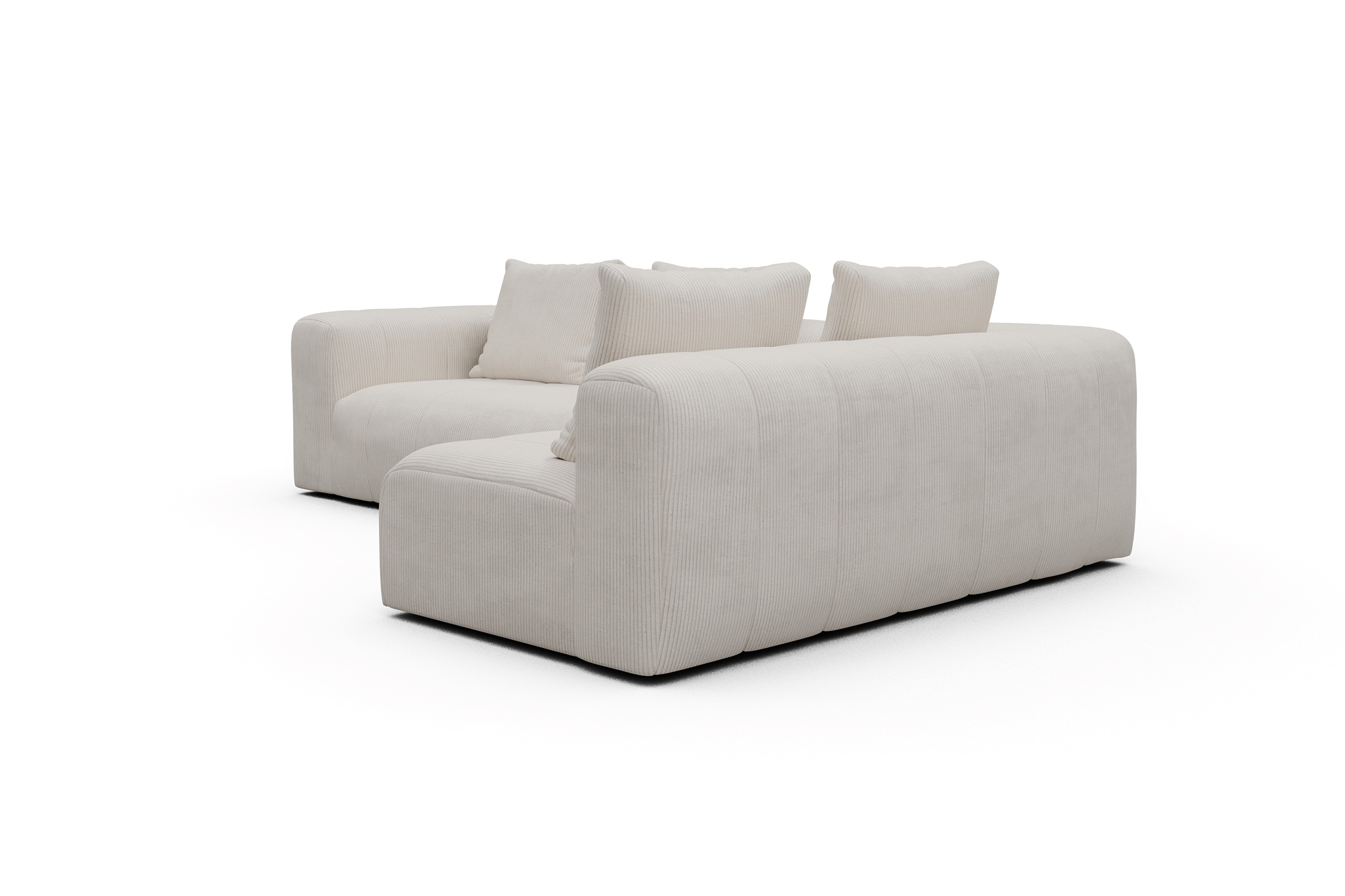 Ecksofa Hugo 2x 2,5-Sitzer Armlehne links Corduroy-Ivory