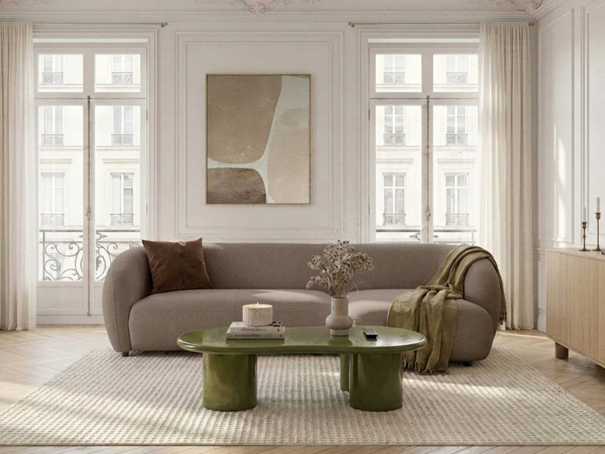 Bobochic Halo Ecksofa mit Schlaffunktion Stoff Taupe Ecke rechts