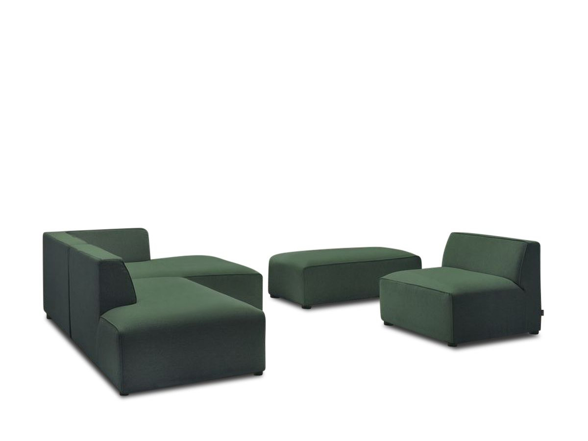 Bobochic Megeve Ecksofa mit Pouf Melange-Stoff Grün Ecke rechts