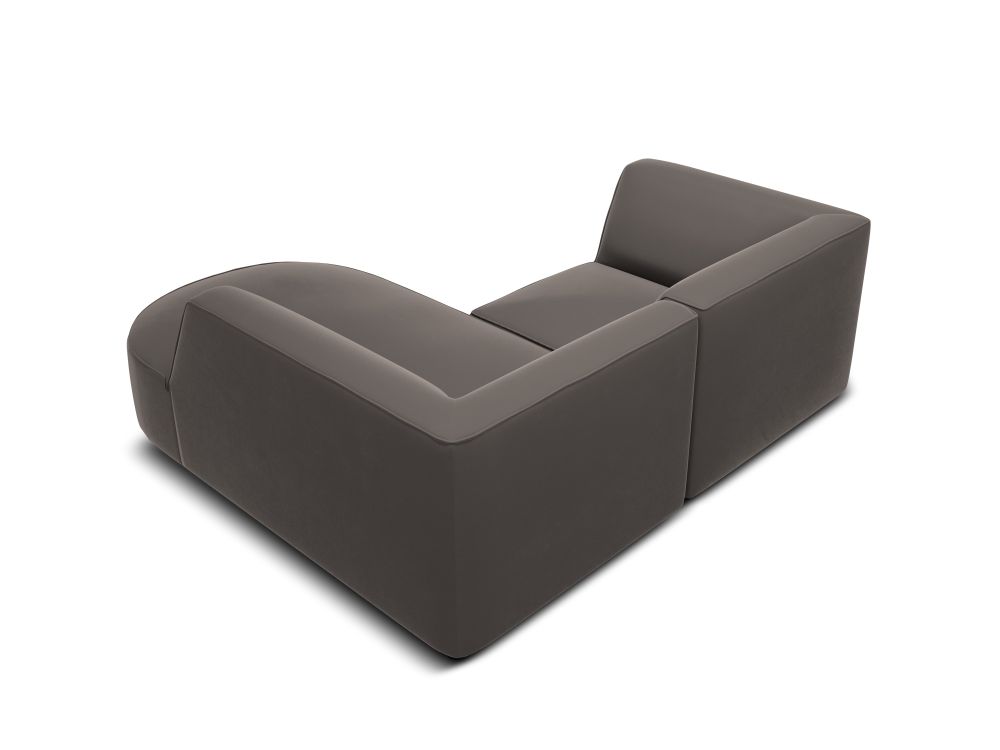 Cosmopolitan Design Ecksofa Siena 3-Sitzer abgerundet Samt Salvador Dunkelgrau Rechts