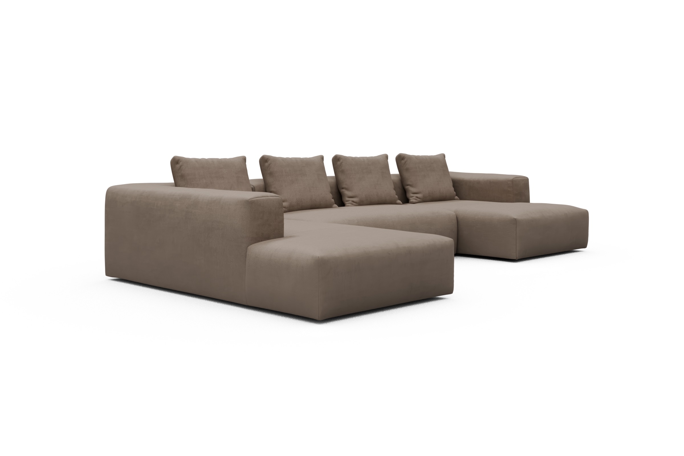 Wohnlandschaft Fred Relax-Ecke links mit 2-Sitzer und Chaiselongue rechts Kord Cordufine 318-Beige