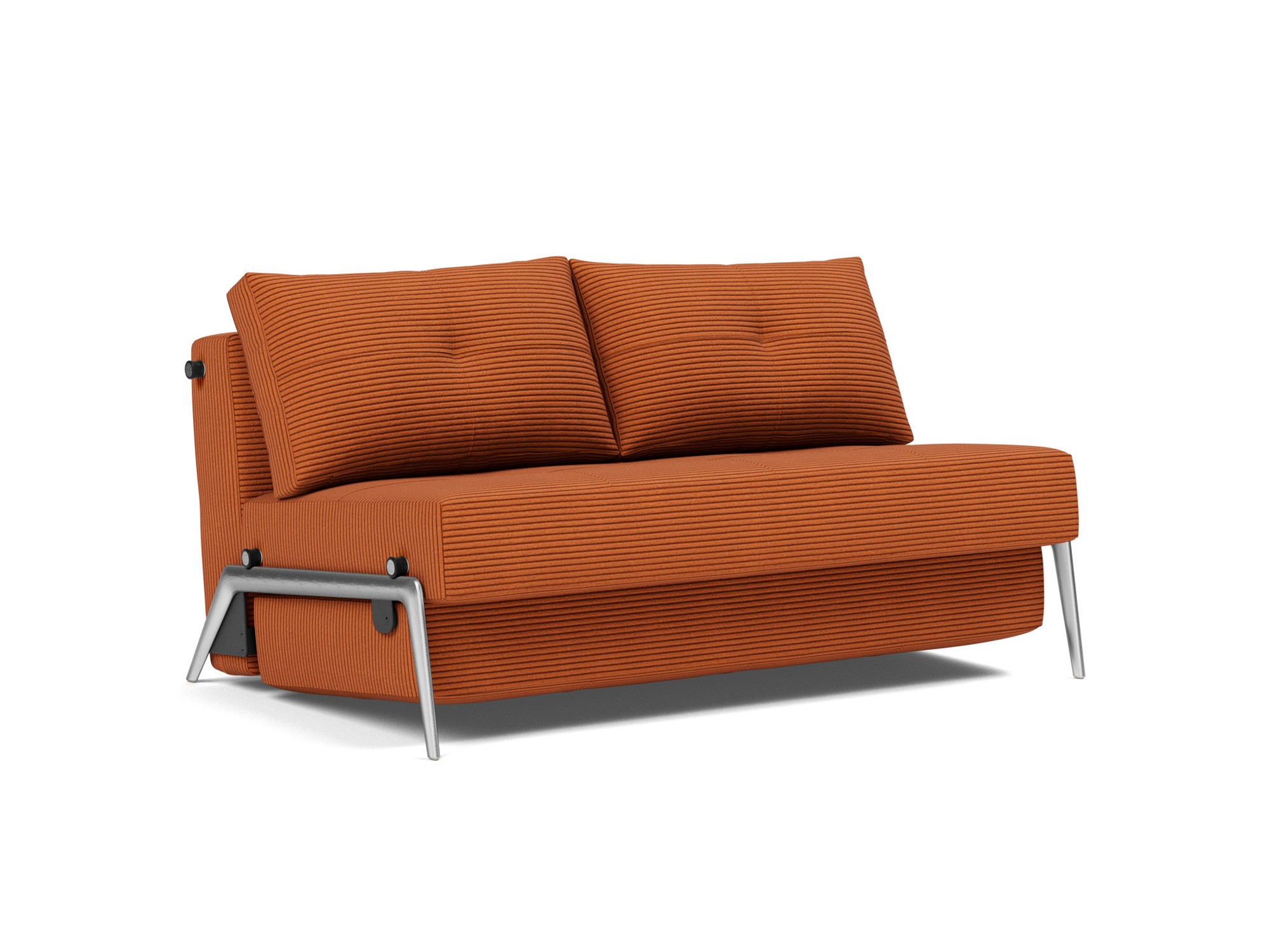 Schlafsofa Cubed 140 Kord Corduroy 595-Burnt-Orange Beine Aluminium