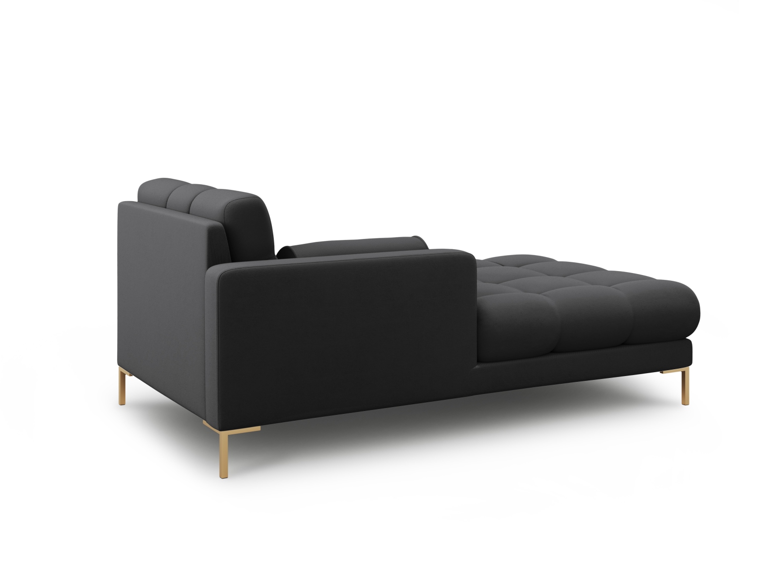 Cosmopolitan Design Chaiselongue Bali Strukturierter Stoff Neve Dunkelgrau Links Beine Gold