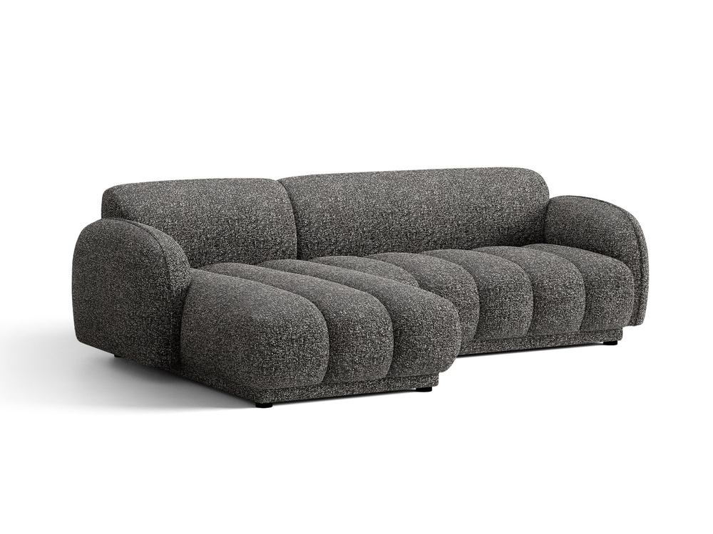 Cosmopolitan Design Ecksofa Bilbao 3-Sitzer Boucle Miles Dunkelgrau Melange Links