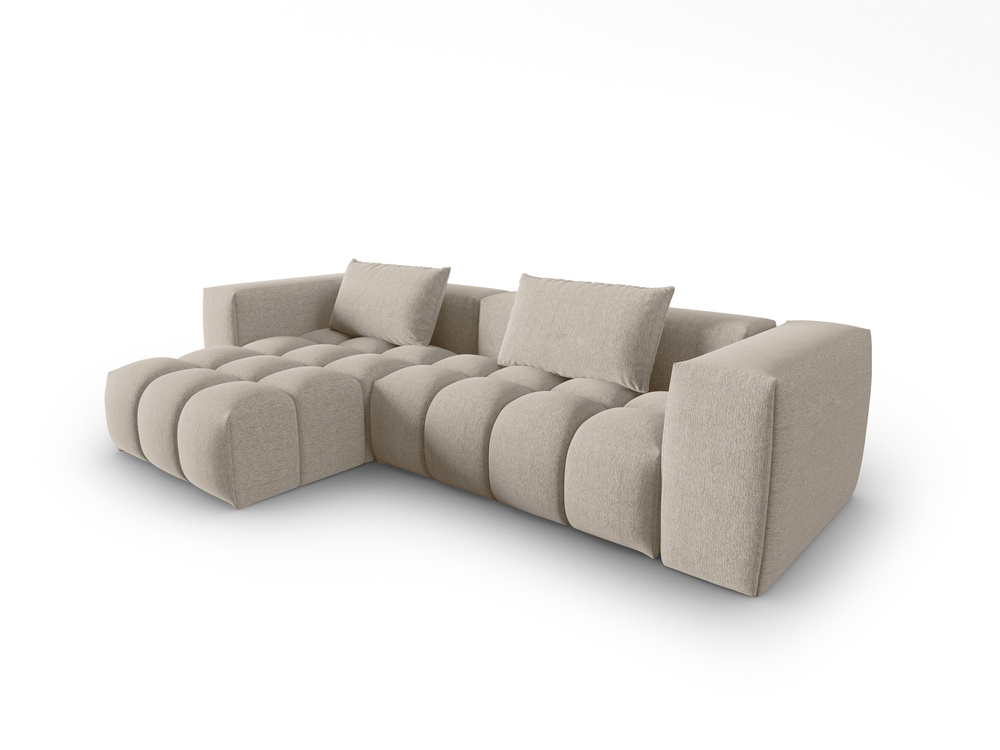 Cosmopolitan Design Ecksofa Verona 3-Sitzer Strukturierter Stoff Sorella Sand Links