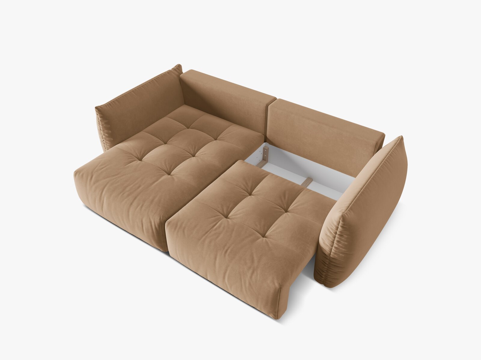 Micadoni Bloom Ecksofa 3-Sitzer mit Schlaffunktion Links Samt Casino Mandelbeige