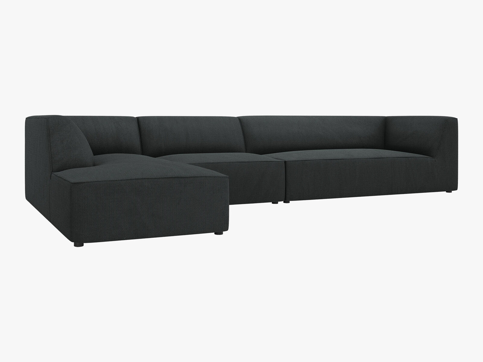 Micadoni Ecksofa Ruby 5-Sitzer Links Kord Scala Schwarz