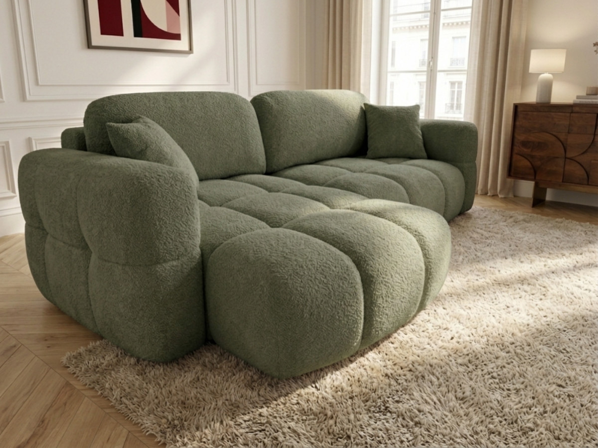 Bobochic Madison Ecksofa mit Schlaffunktion und Bettkasten Stoff Grün