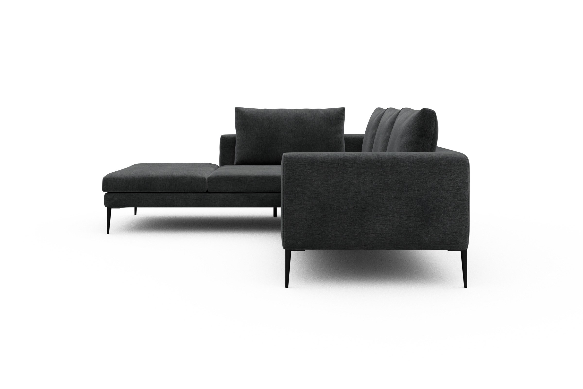 Ecksofa Paul Relax-Ecke links mit 2-Sitzer Smooth-Deep-Warm-Grey