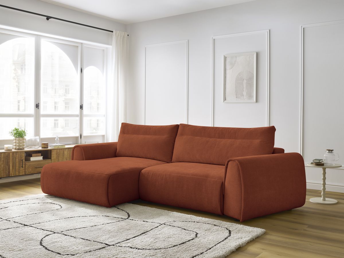 Bobochic Aden Ecksofa 293 × 152 cm Stoff Orange Ecke links