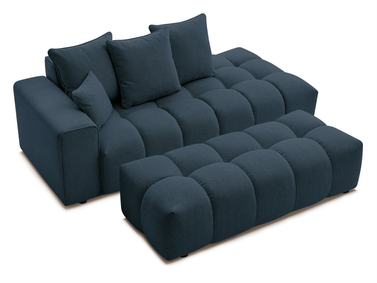 Bobochic Mont-blanc Sofa 5-Sitzer mit Pouf Melange-Stoff Dunkelblau Armlehne links