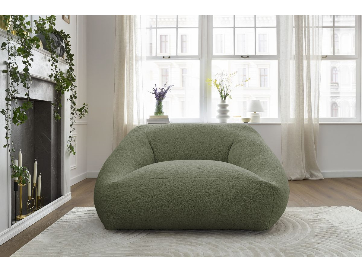 Bobochic Lilibet Pouf Bouclé-Stoff Grün