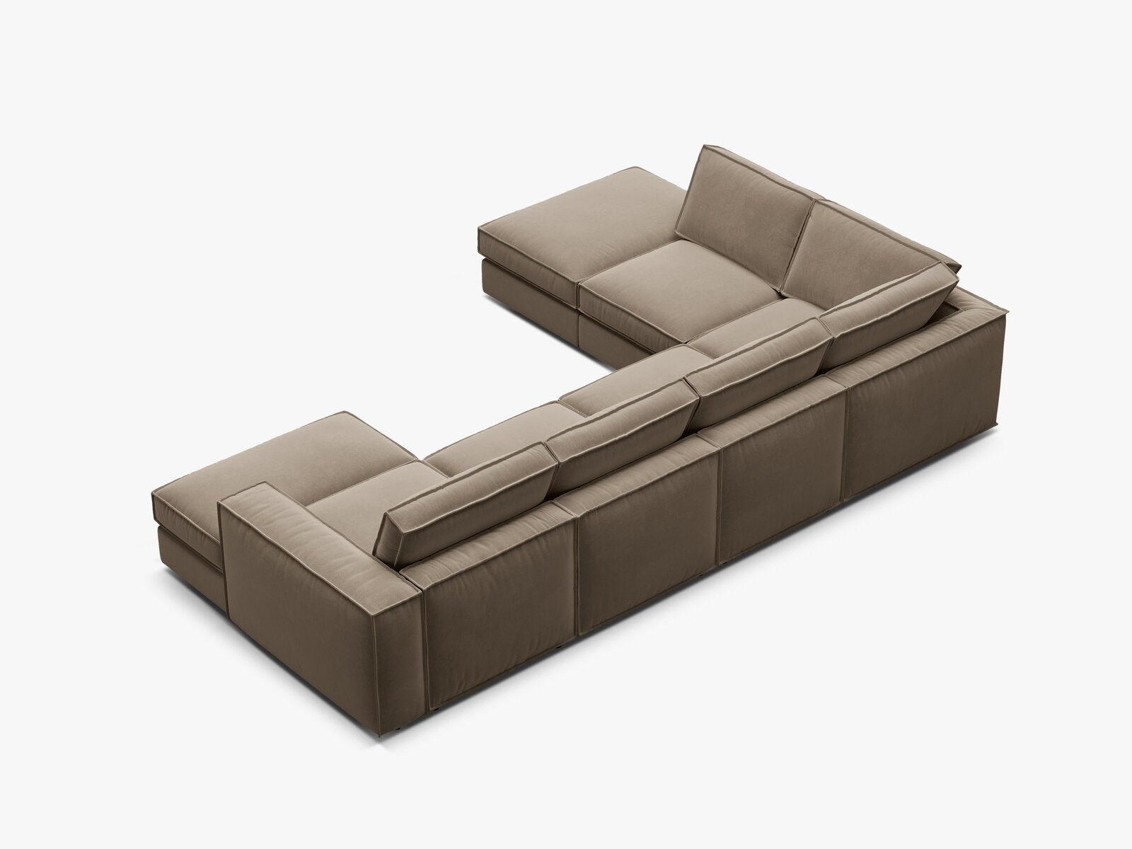Micadoni modulares Panorama Ecksofa Pola 5-Sitzer Links Samt Salvador Grau Braun