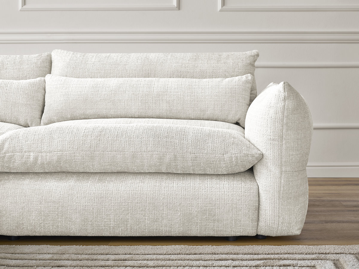 Bobochic Neil Ecksofa mit Pouf Strukturstoff Weiß Ecke links