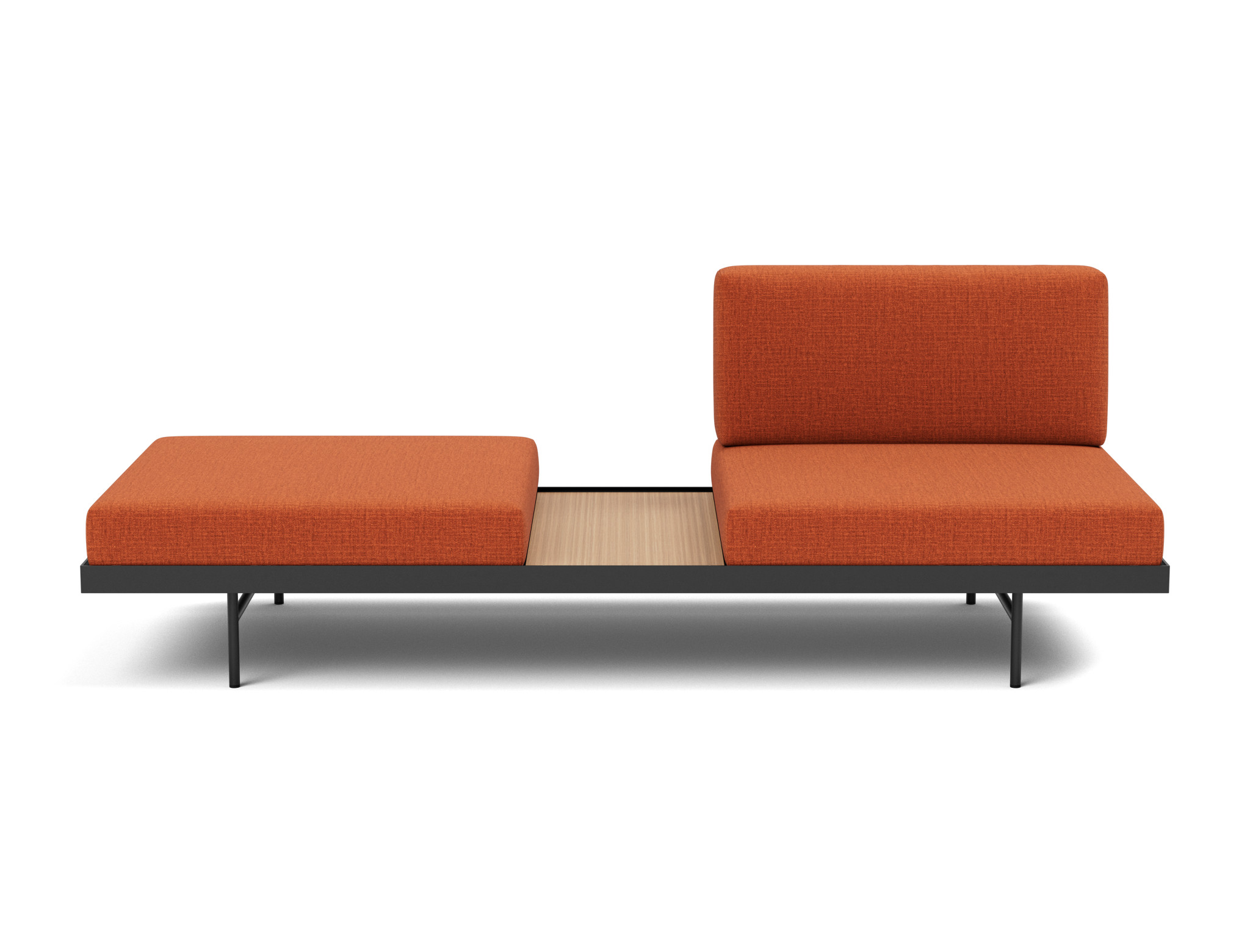 Tagesbett Puri Chenille Esina 412-Rust-Orange Beine mit Eichentisch