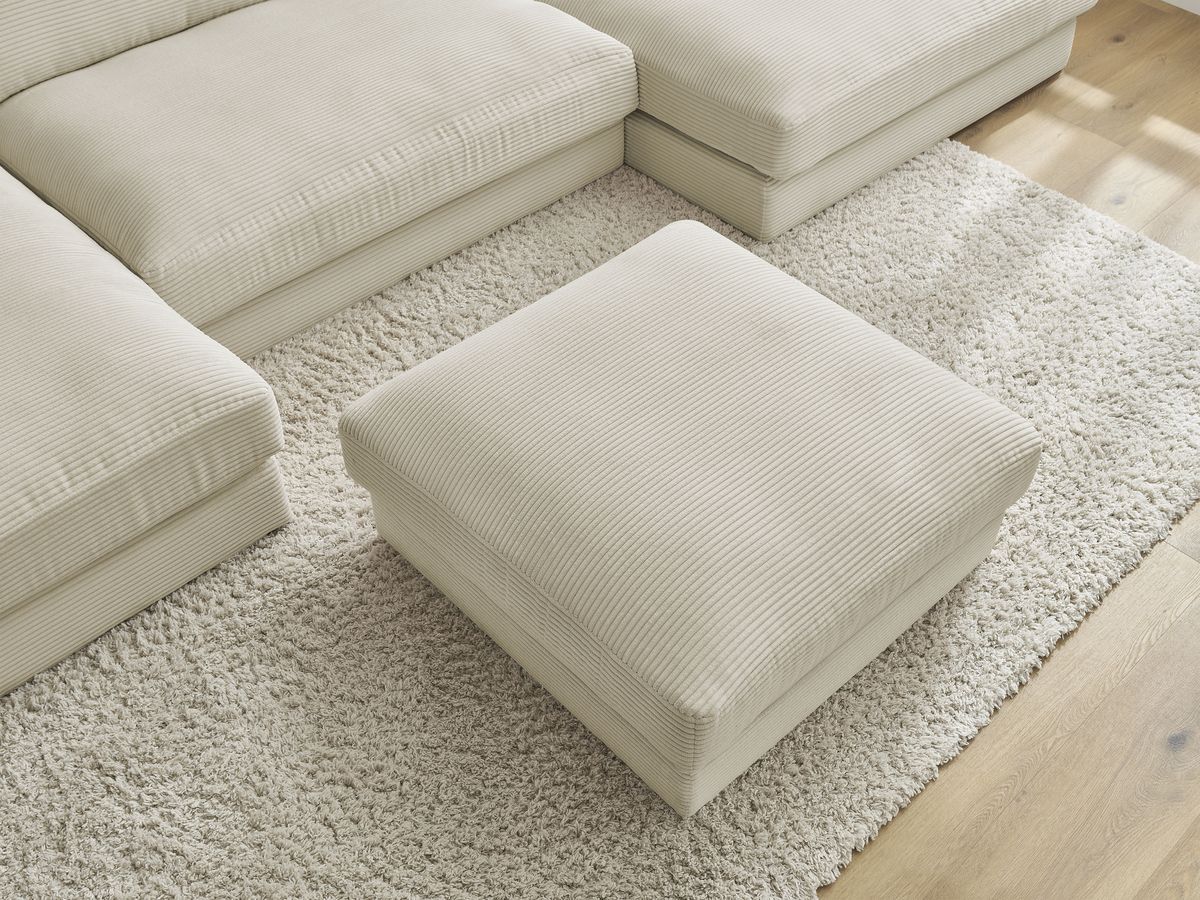 Bobochic Leonard Wohnlandschaft mit Pouf 349 × 159 cm Cordsamt Beige